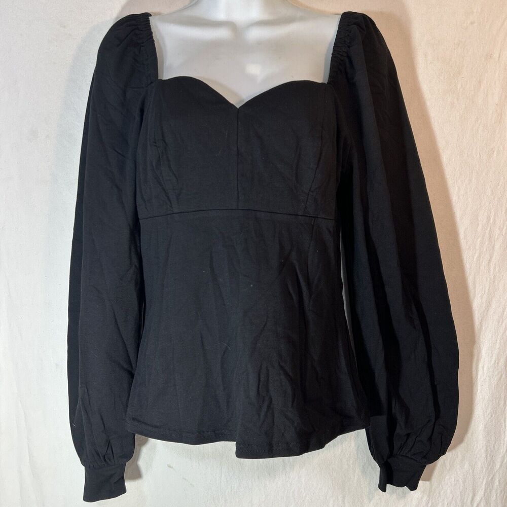 Grace Karin Lantern LS Blouse Black